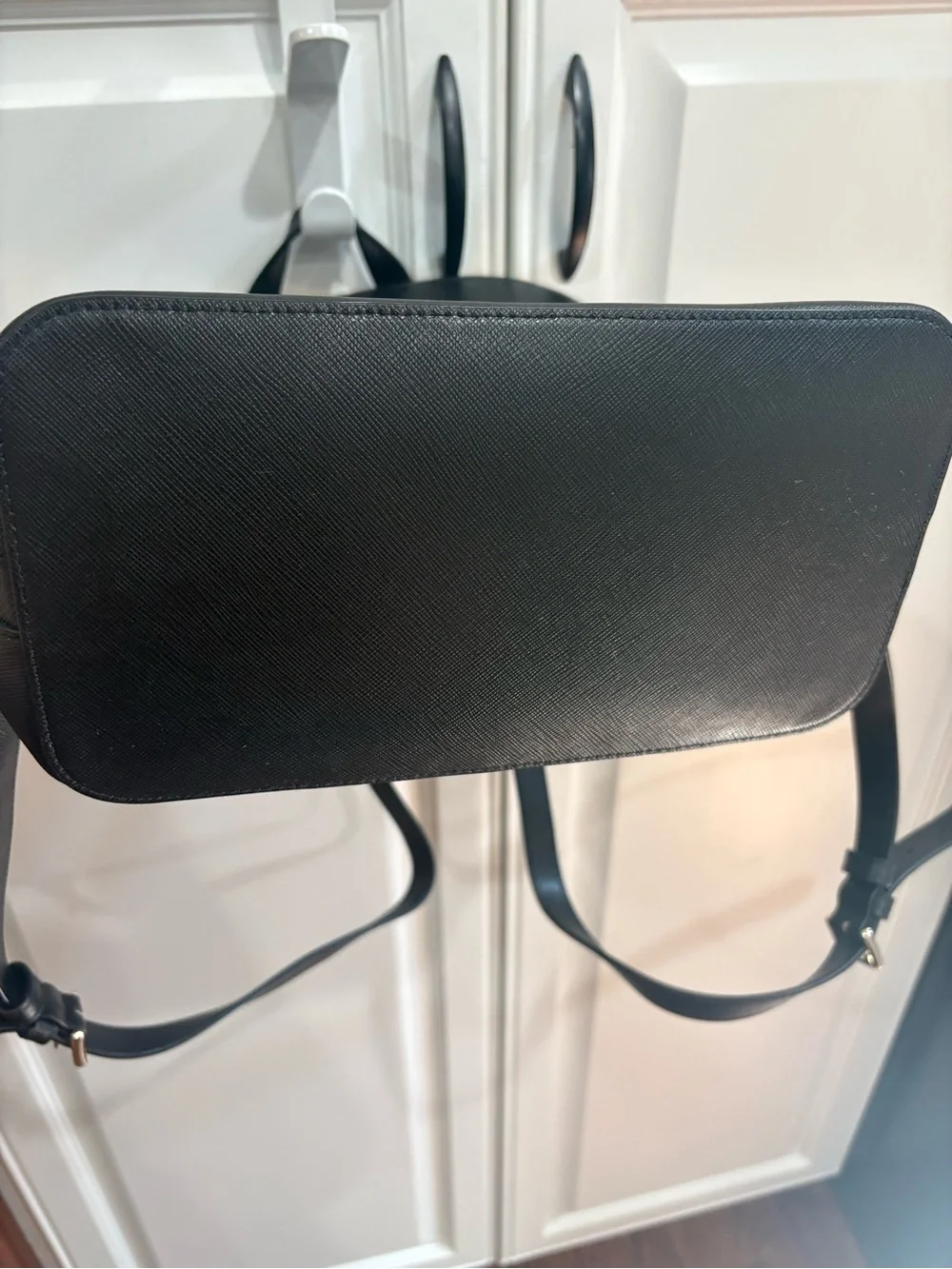 kate spade Black Saffiano Leather dome Backpack with Gold Logo